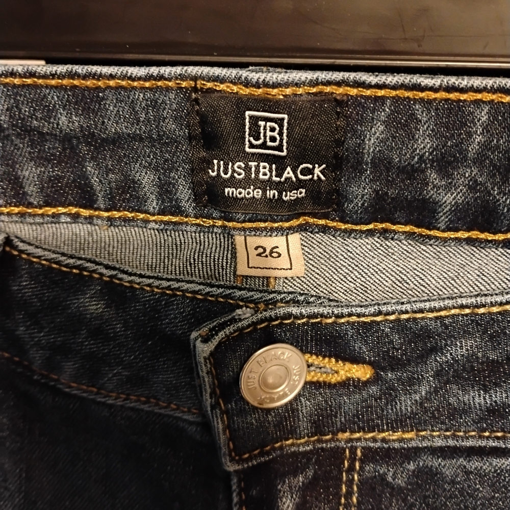 Just Black Women's Dark Blue Flared Jeans with Distressed Detail - Picture 3 of 3